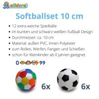 Softball Ø 10 cm schwarz/weiß & bunt, 12er Set